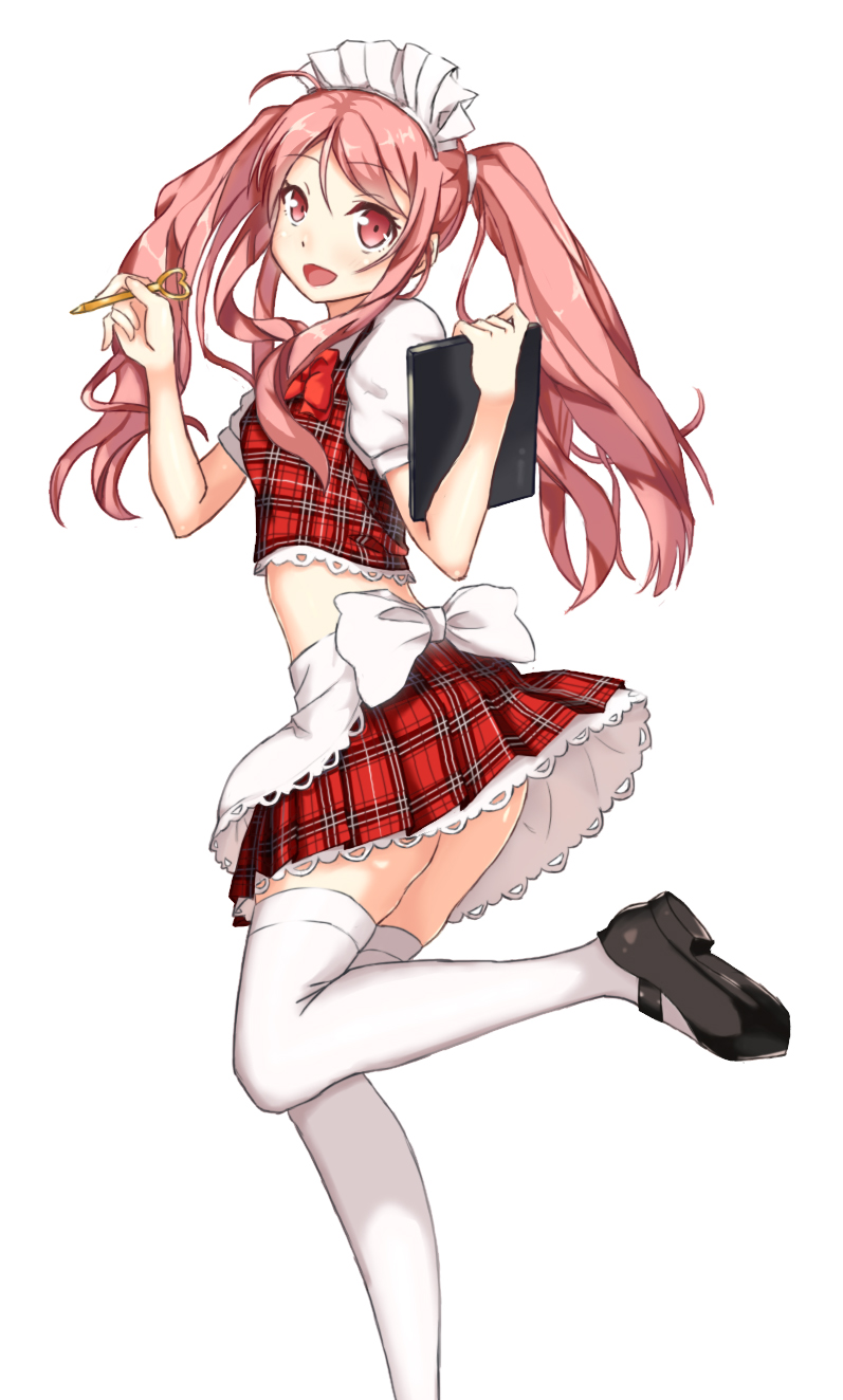 highres, maid, patterned, twintails, zabioz