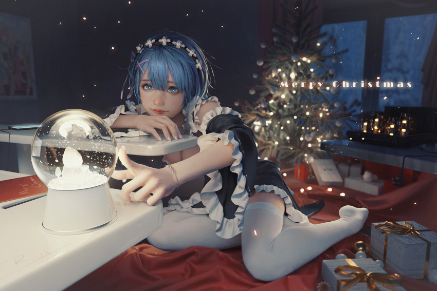 1girl, blue_eyes, blue_hair, blush, breasts, detached_sleeves, eyes_visible_through_hair, frilled_sleeves