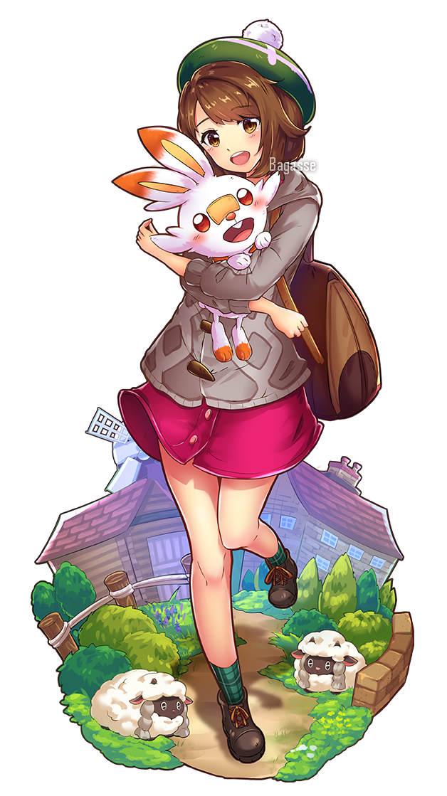 1girl, backpack, bag, bakemono, bangs, blush, boots, brown_eyes