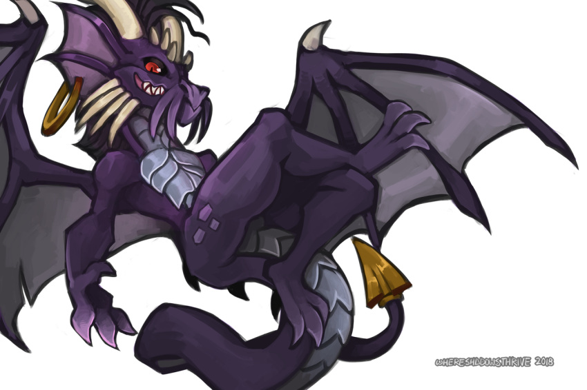 2018, commentary, darigan_neopet, defiant_drills, dragon, draik, english_commentary, looking_at_viewer