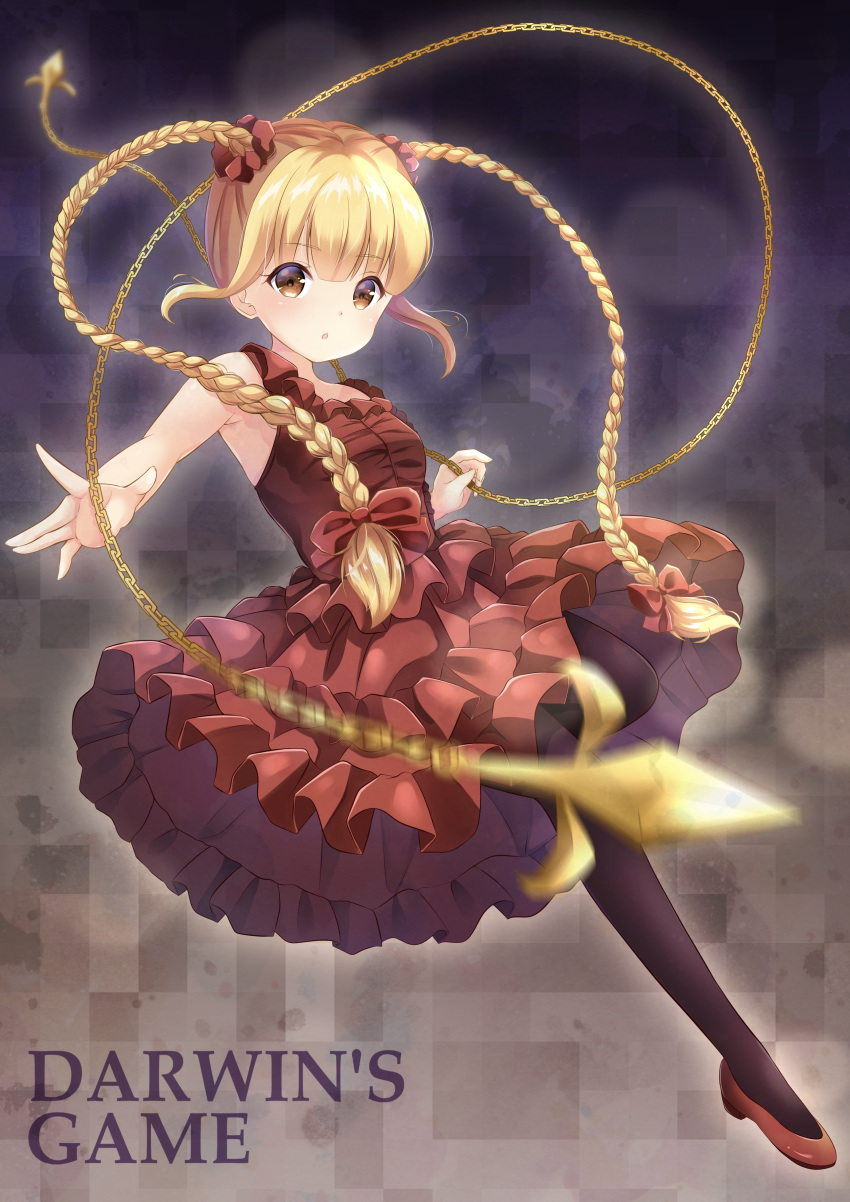 1girl, absurdres, bangs, bare_arms, bare_shoulders, black_legwear, blonde_hair, blurry