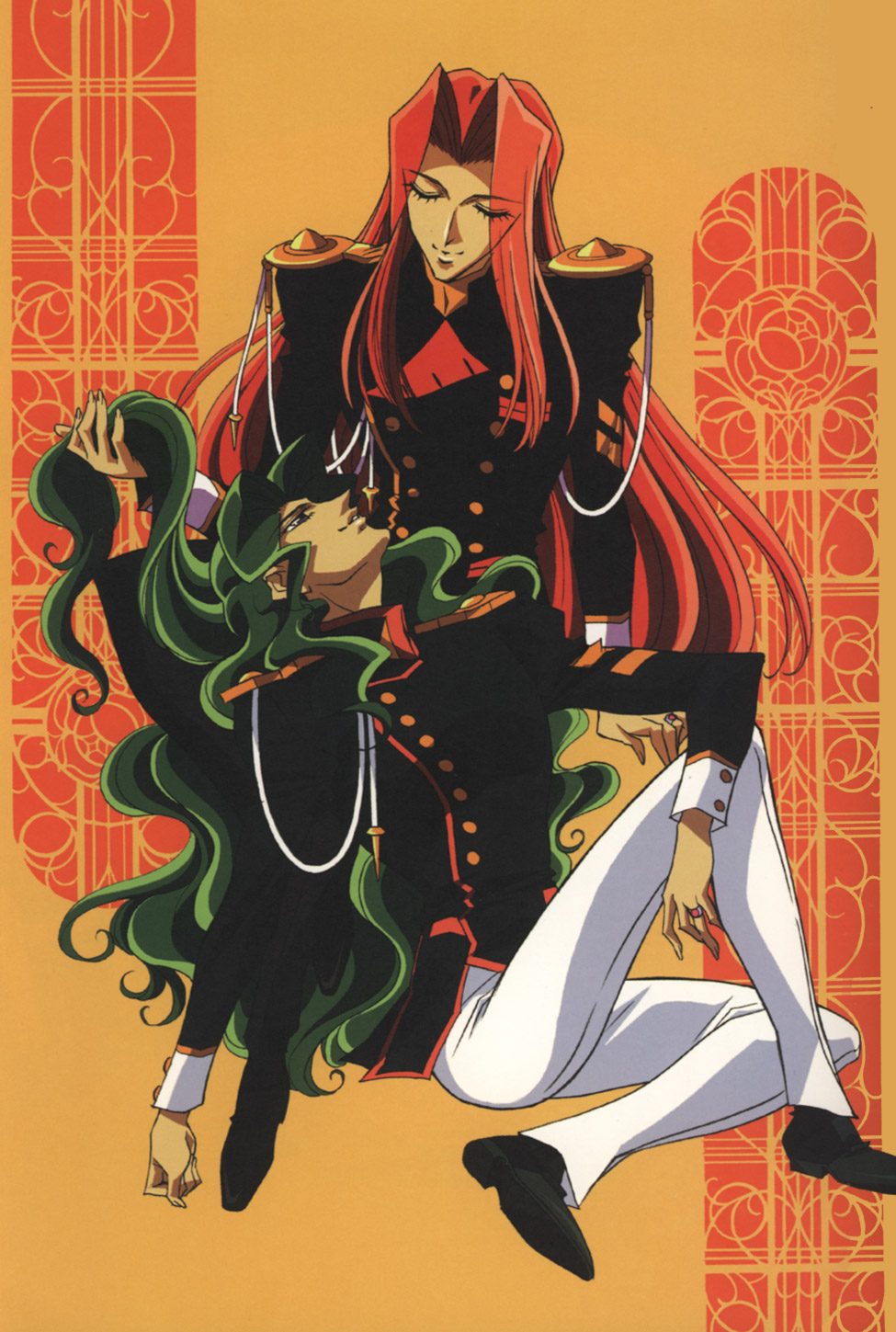 green_hair, highres, kiryuu_touga, multiple_boys, official_art, red_hair, redhead, revolutionary_girl_utena