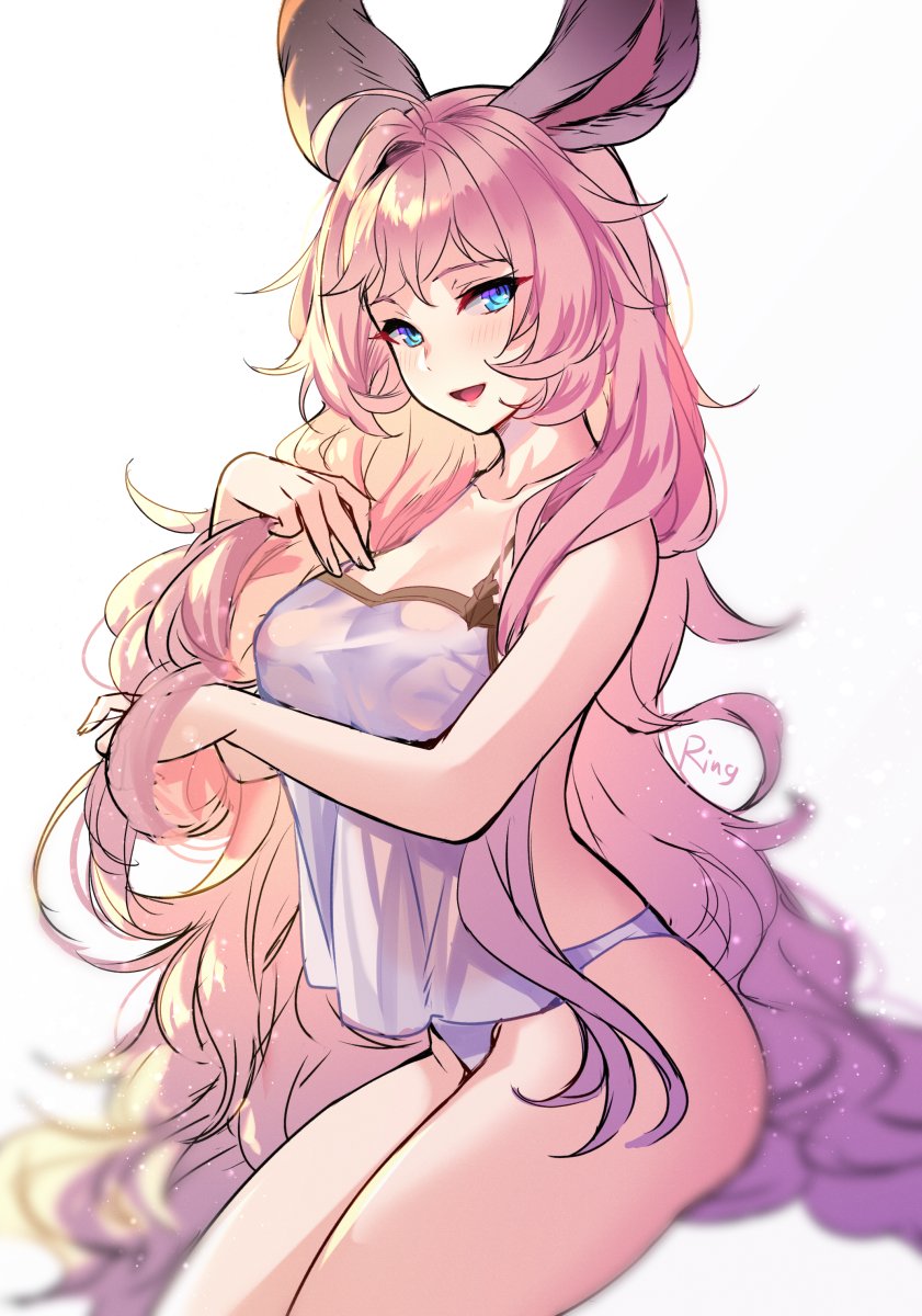 1girl, aki663, animal_ears, blue_eyes, erune, esser, granblue_fantasy, hair_down