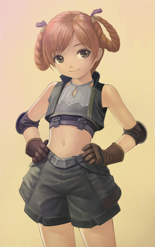dwarf, flat_chest, gloves, kanzeon, lineage, lineage_2, midriff, orange_hair