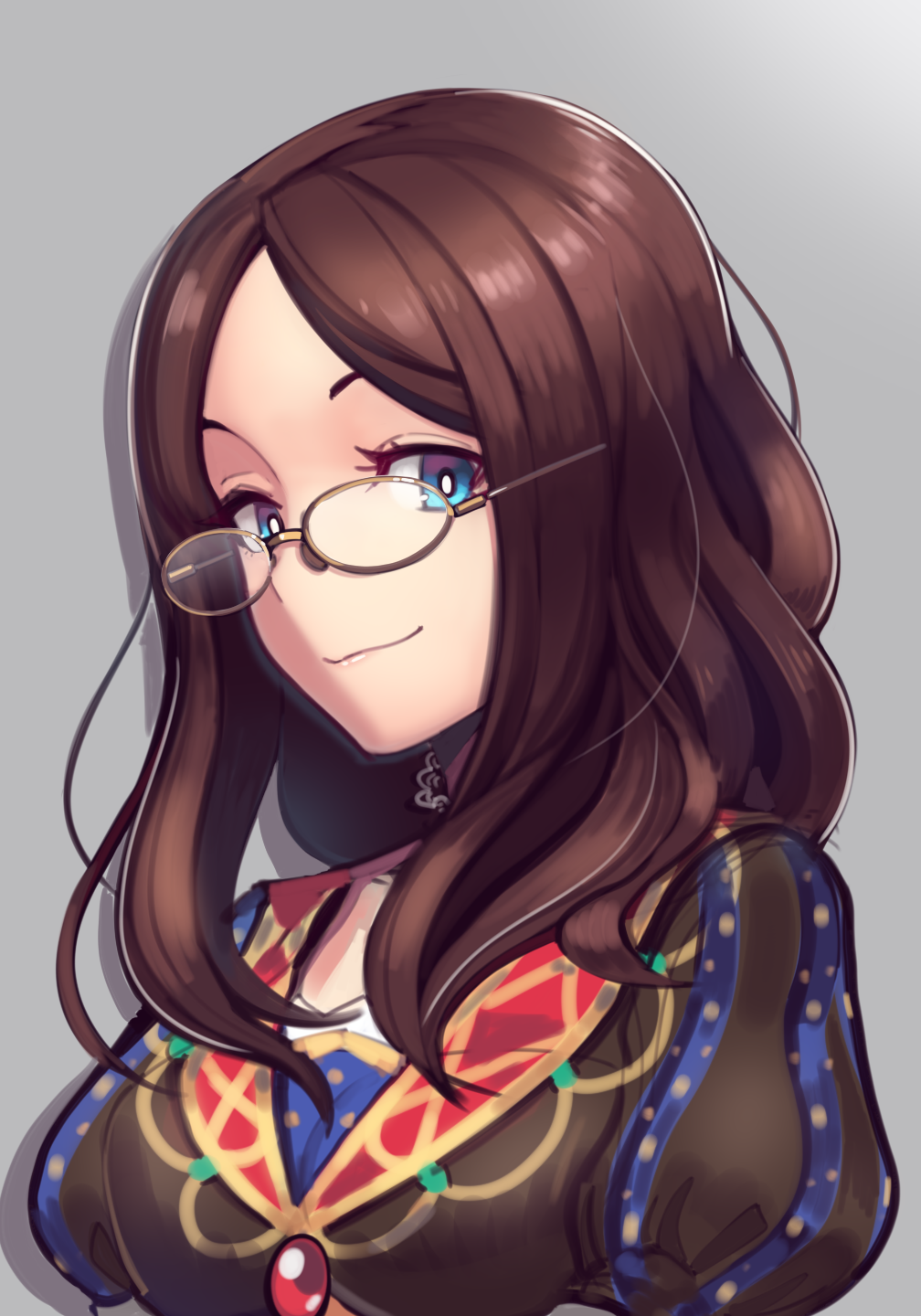 1girl, :3, bangs, blue_eyes, boa_(brianoa), bright_pupils, brown_hair, closed_mouth
