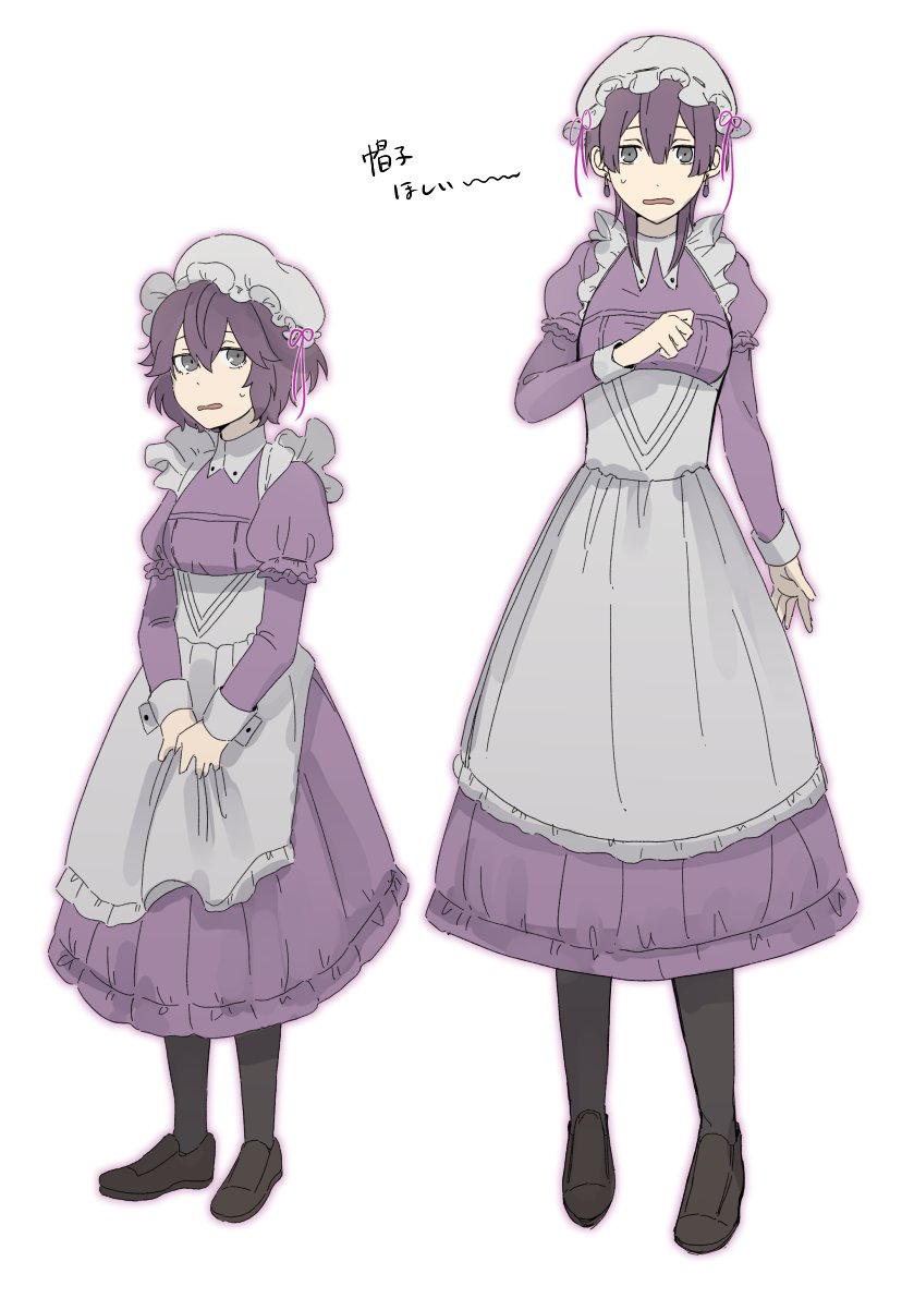 2girls, age_comparison, bernadetta_von_varley, black_legwear, earrings, fire_emblem, fire_emblem:_three_houses, grey_eyes