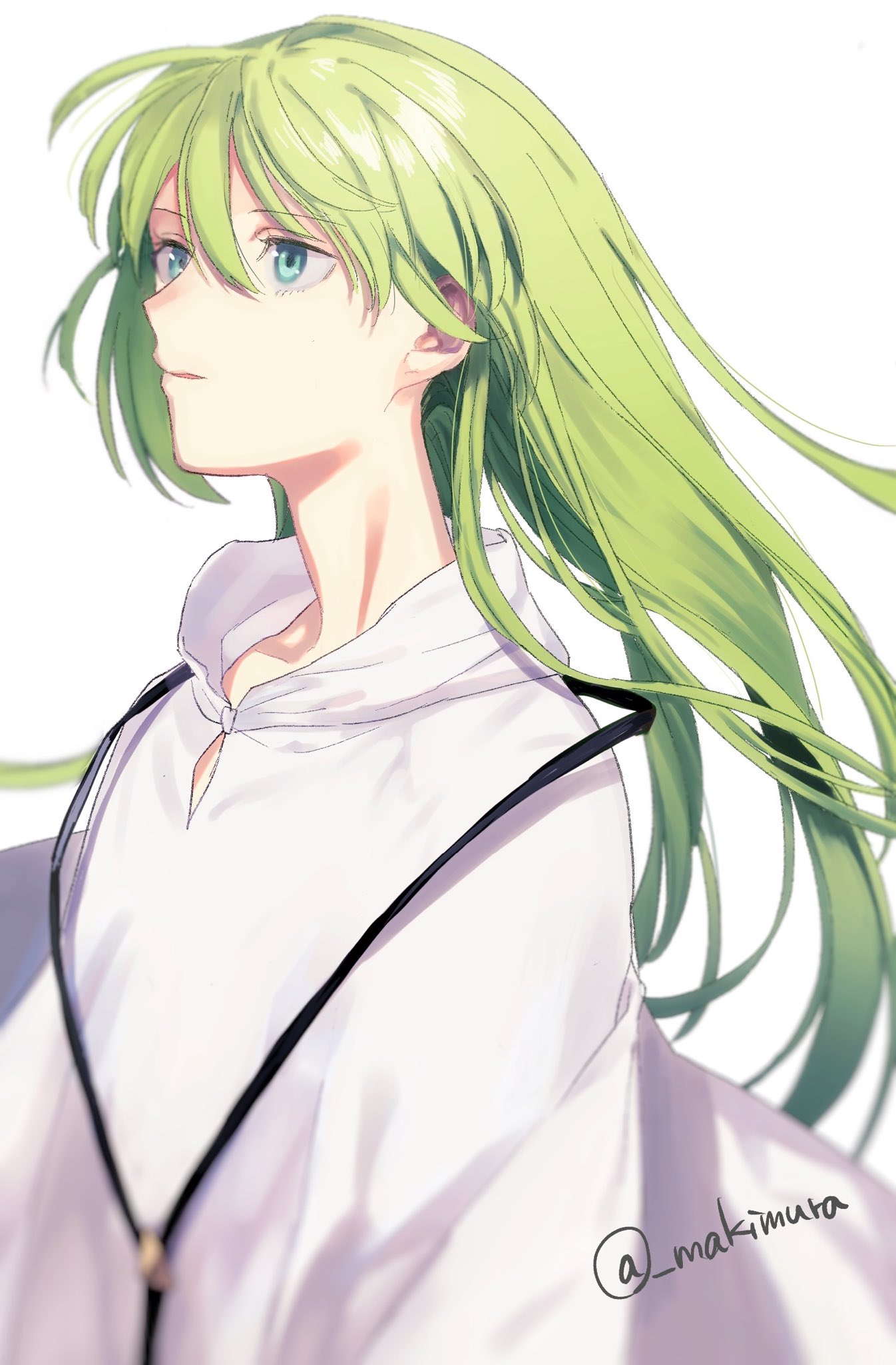1boy, androgynous, aqua_eyes, blurry, depth_of_field, enkidu_(fate/strange_fake), eyelashes, fate/strange_fake