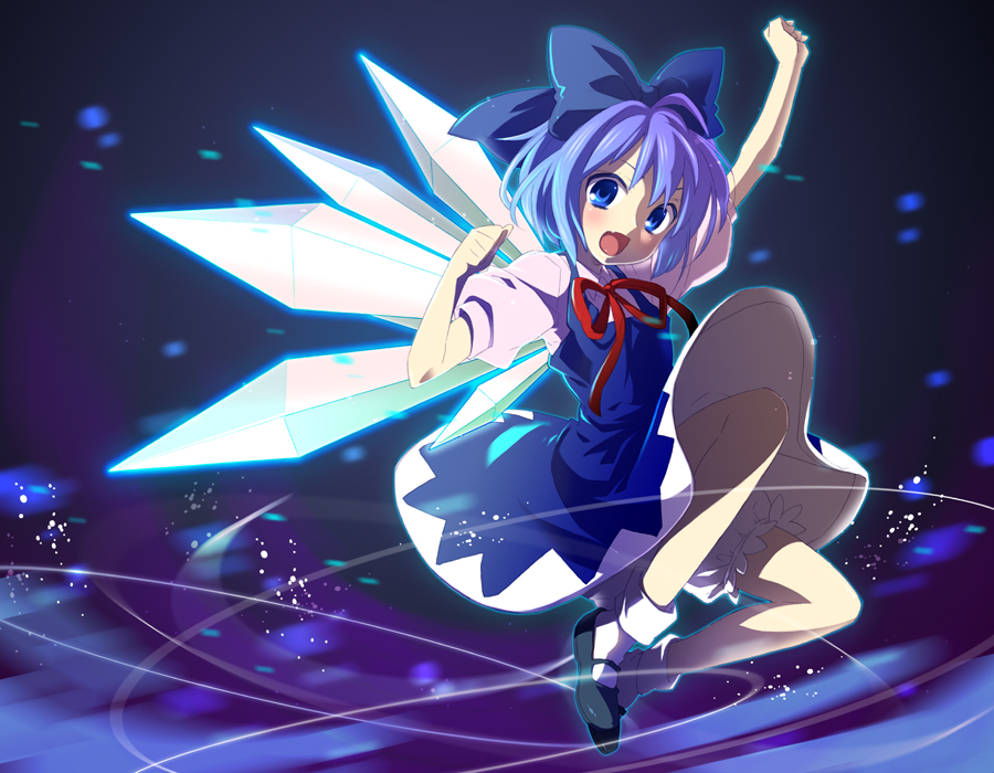 bad_id, bloomers, blue_hair, cirno, kakka, ribbon, ribbons, short_hair