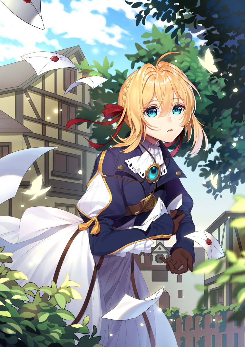 1girl, absurdres, ahoge, aquarius_(artist), bangs, blonde_hair, blue_eyes, blue_jacket