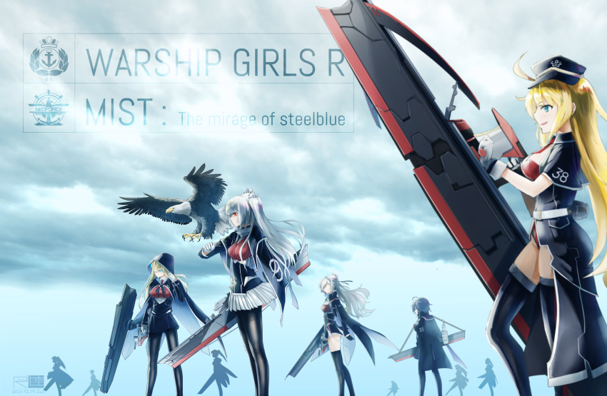 black_legwear, blonde_hair, breasts, essex_(warship_girls_r), hancock_(warship_girls_r), highres, large_breasts, lexington_(cv-16)_(warship_girls_r)