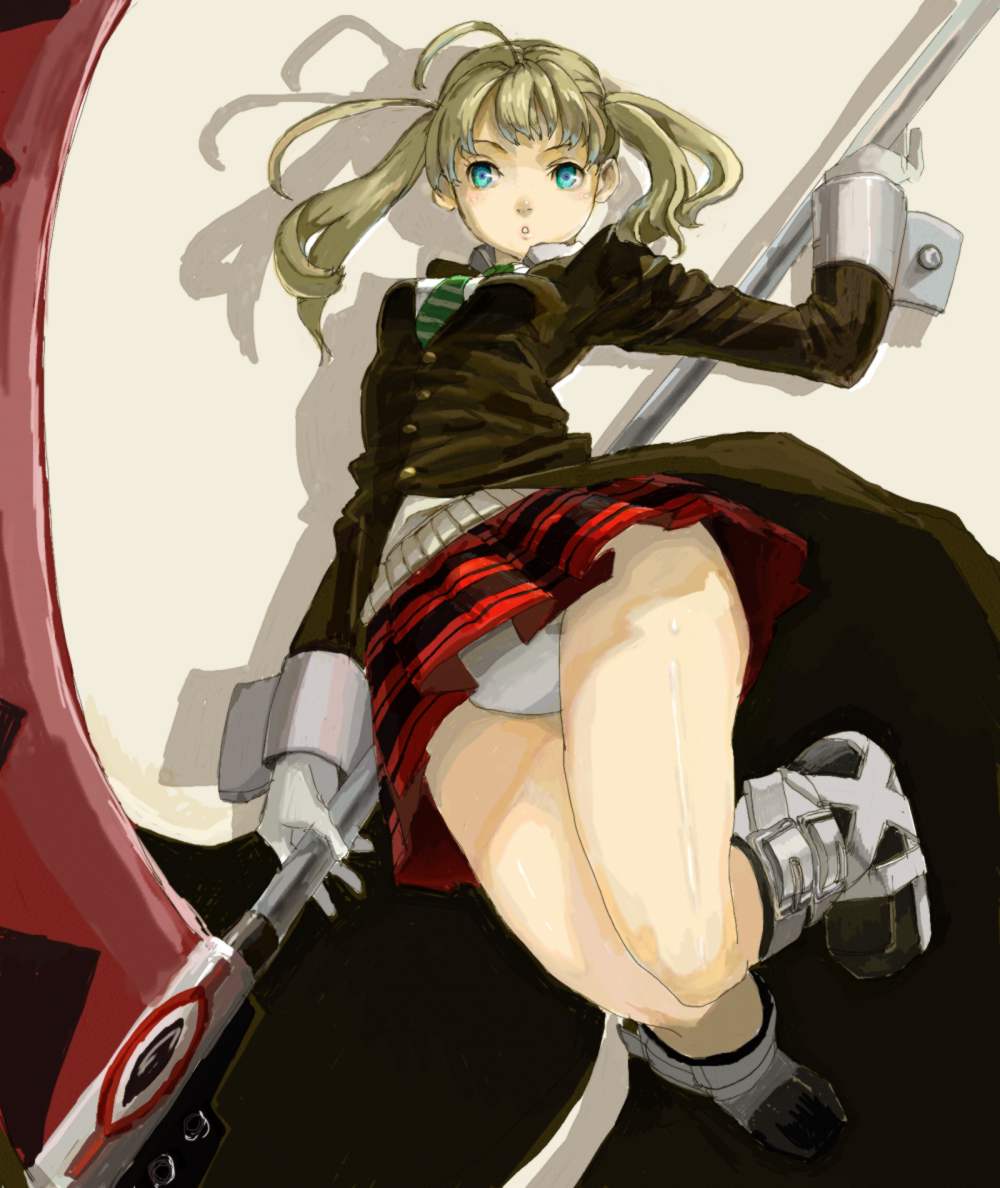 1girl, breasts, commentary_request, gloves, green_eyes, kent0320, long_hair, looking_at_viewer