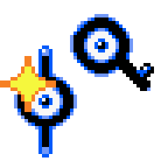 3d, alternate_color, animated, animated_gif, commentary, cortoony, creature, english_commentary, floating, full_body, gen_2_pokemon, looking_at_viewer, lowres, pixel_art, pokemon, pokemon_(creature), shiny_pokemon, sparkle, spinning, transparent_background, unown