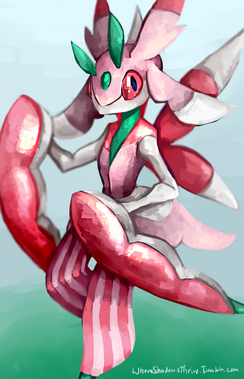 commentary, creature, defiant_drills, english_commentary, full_body, gen_7_pokemon, gradient, gradient_background