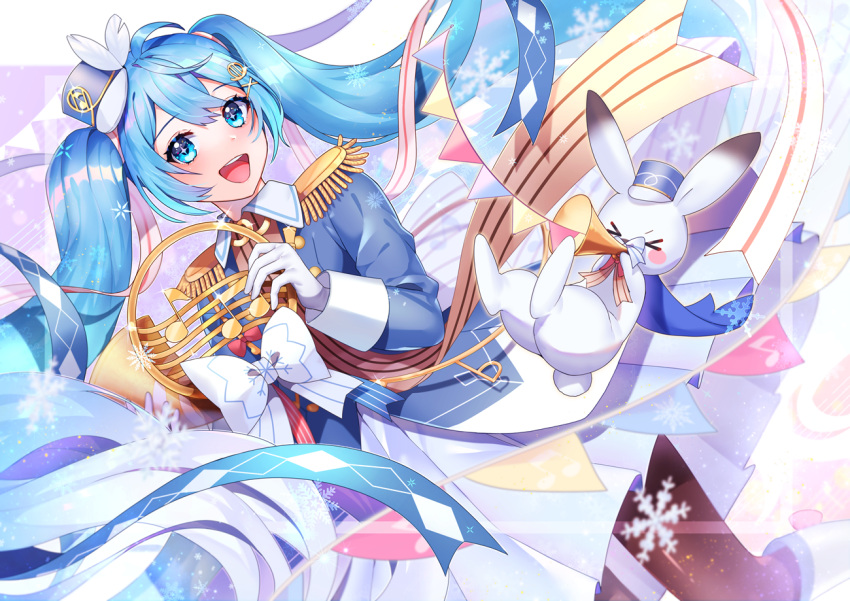 >_<, 1girl, :d, animal, argyle, black_legwear, blue_eyes, blue_hair