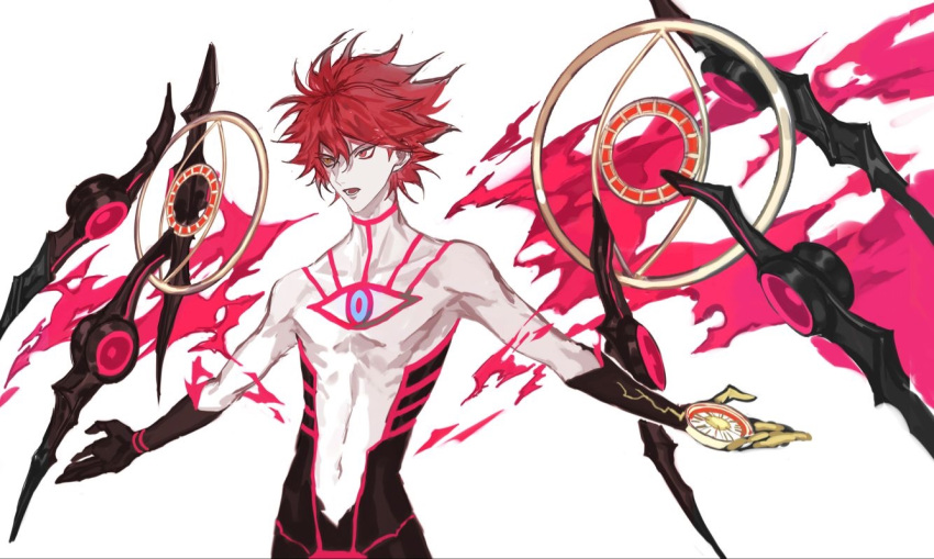 1boy, burning_garment_of_three_gods, chest_tattoo, fate/apocrypha, fate_(series), karna_(fate), male_focus, mchi