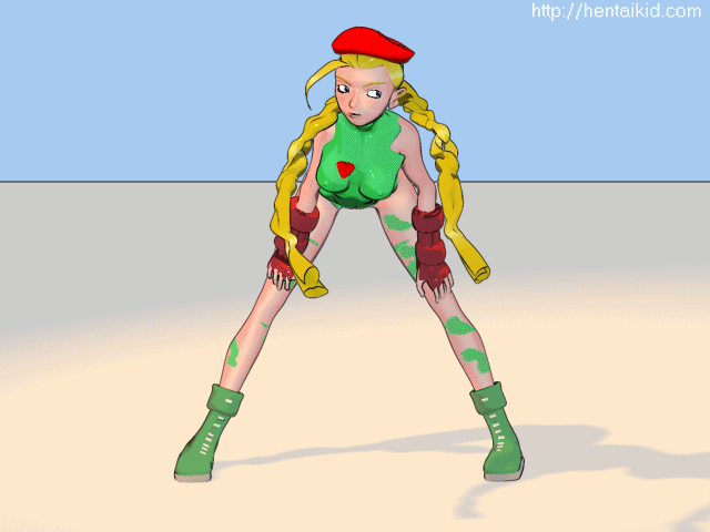 3d, beret, blonde_hair, cammy_white, gif, leotard, street_fighter, streetfighter