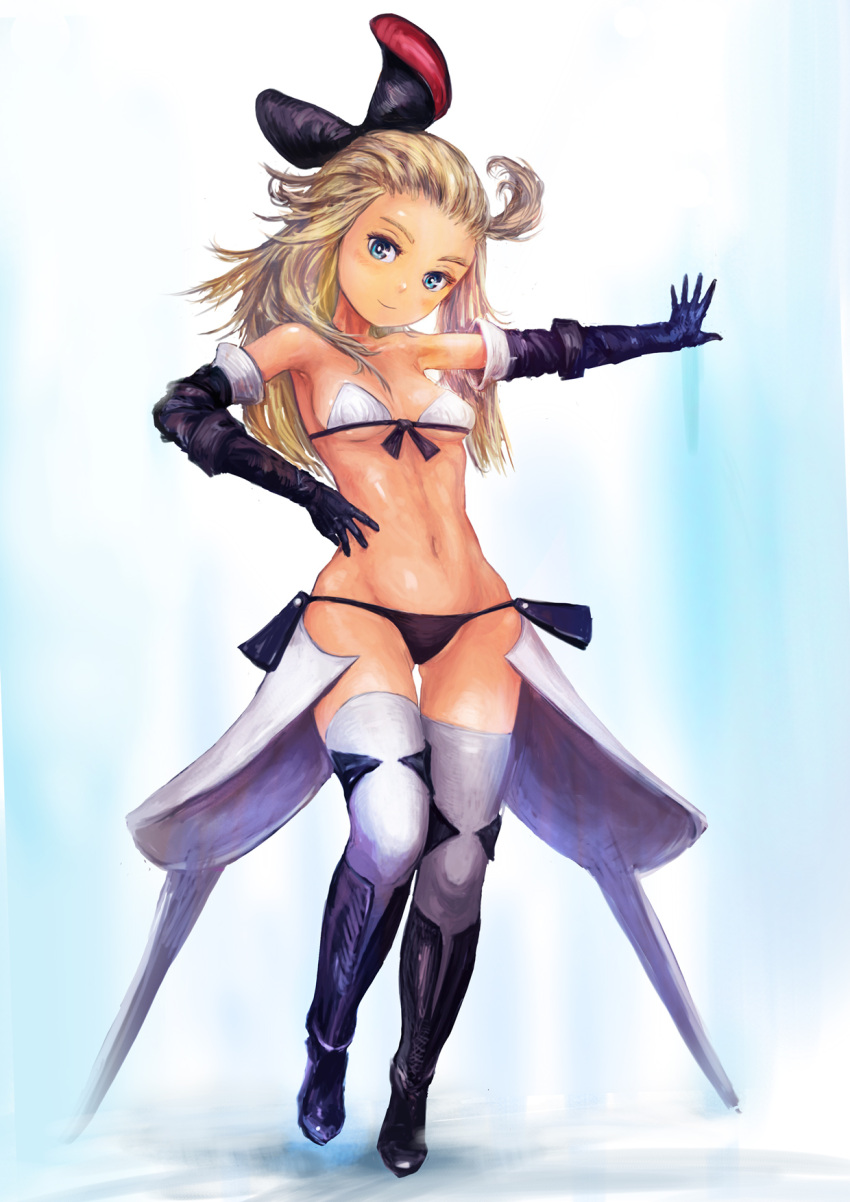 1girl, ahoge, bikini, blonde_hair, blue_eyes, bow, bravely_default:_flying_fairy, bravely_default_(series)
