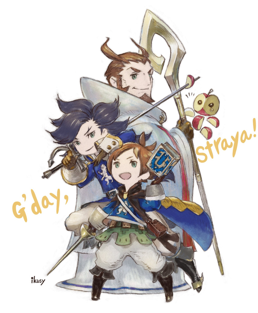 3boys, bag, black_hair, black_legwear, book, boots, bravely_default_(series), bravely_second:_end_layer