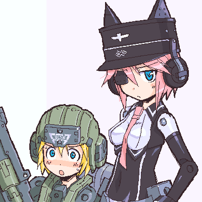 blue_eyes, busou_shinki, doll_joints, green_eyes, hat, helmet, lowres, murmeltier