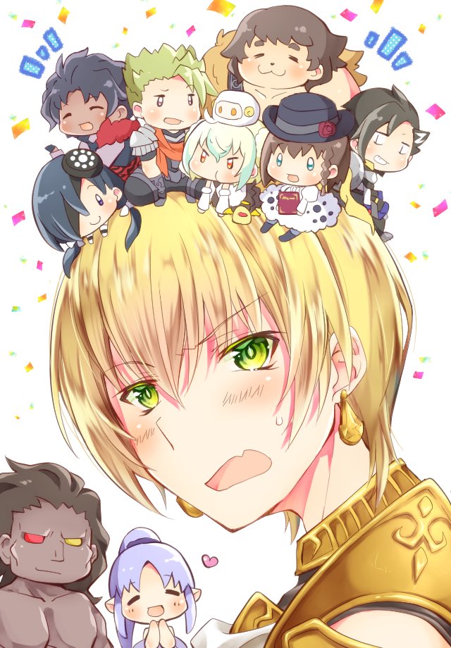 achilles_(fate), apollo_(fate), bartholomew_roberts_(fate/grand_order), berserker, blonde_hair, brown_hair, caster_lily, charlotte_corday_(fate/grand_order)