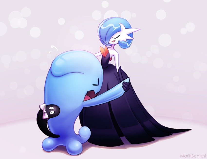 >_<, alternate_color, artist_name, closed_eyes, commentary, creature, dancing, english_commentary