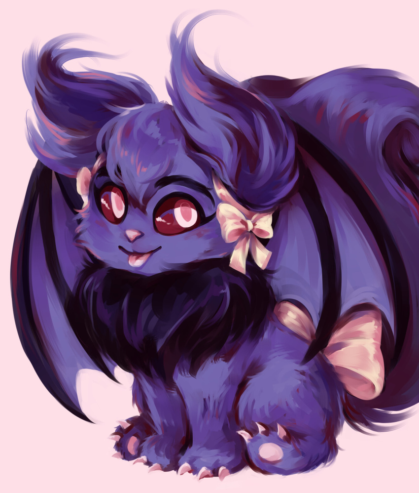 bat_wings, brown_eyes, claws, creature, darigan_neopet, ear_ribbon, full_body, highres