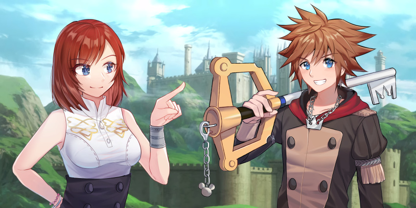 1boy, 1girl, absurdres, blue_eyes, brown_hair, disney, fire_emblem, fire_emblem:_three_houses