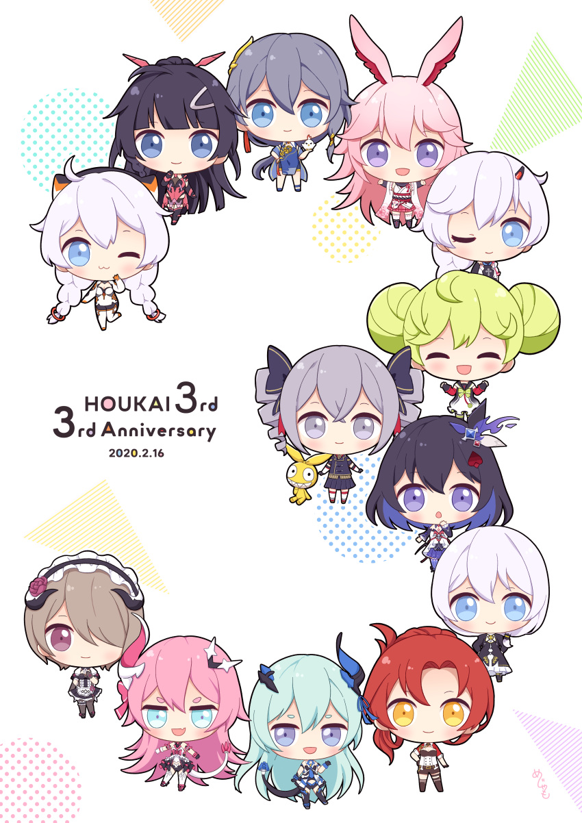 6+girls, :d, :o, ;), ;3, ^_^, absurdres, ahoge