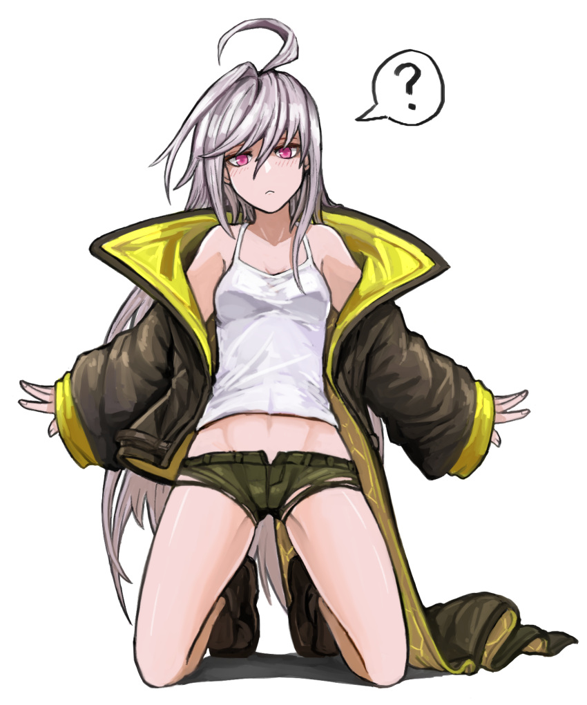 1girl, ?, bangs, full_body, hair_between_eyes, highres, jacket, last_origin