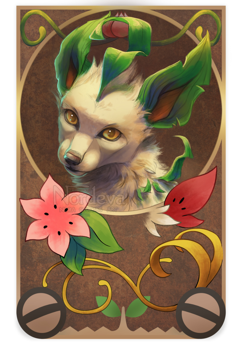 brown_background, commentary, creature, english_commentary, face, flower, gen_4_pokemon, gracidea