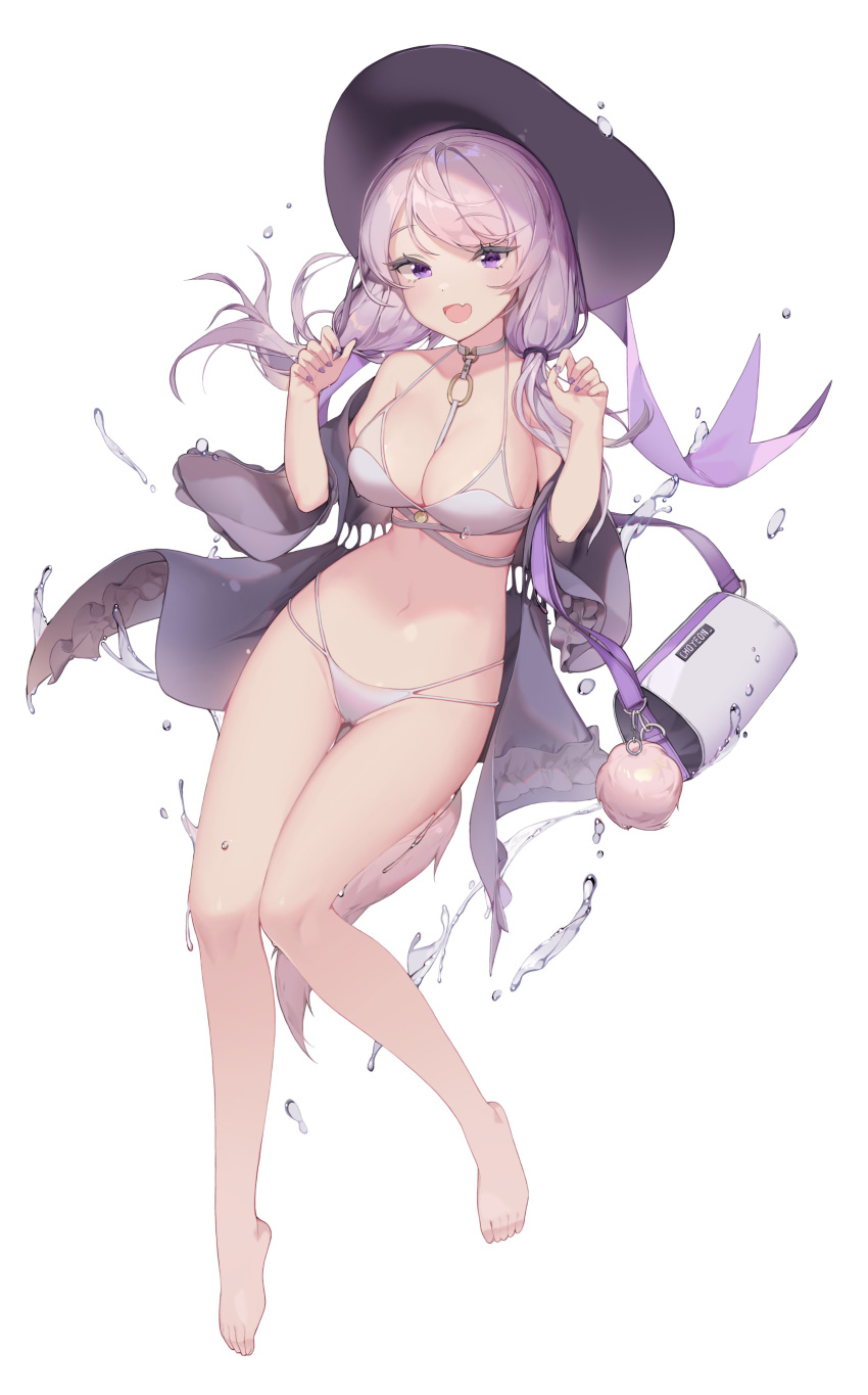 absurdres, bikini, breasts, choker, chyo, fang, hat, highres