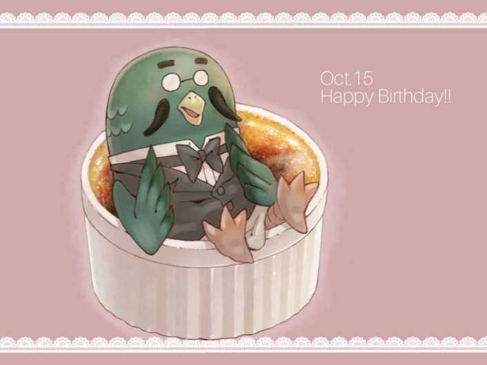 !!, 1boy, apron, bird, bow, bowtie, dated, doubutsu_no_mori