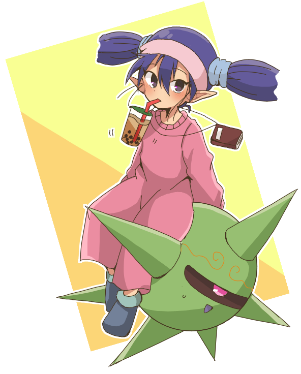 1girl, bangs, book, bubble_tea, cup, disposable_cup, dress, drinking_straw