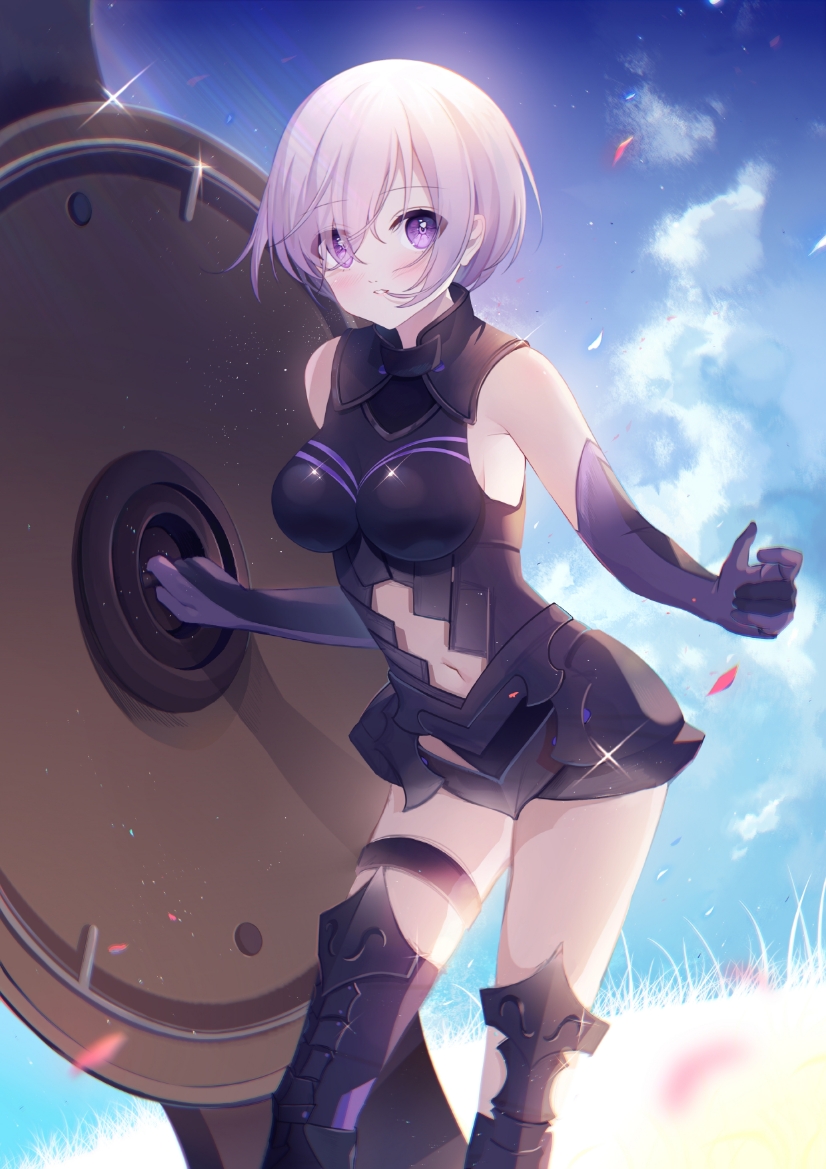 1girl, armored_boots, armored_leotard, bangs, black_footwear, black_leotard, boots, breasts