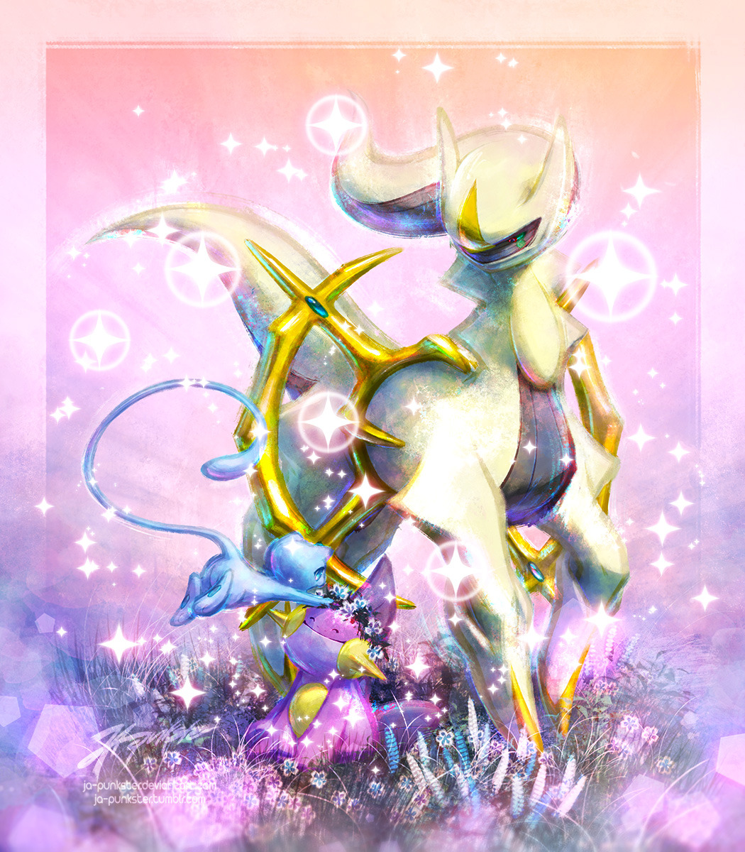 ^_^, alternate_color, arceus, blue_eyes, border, closed_eyes, closed_mouth, commentary