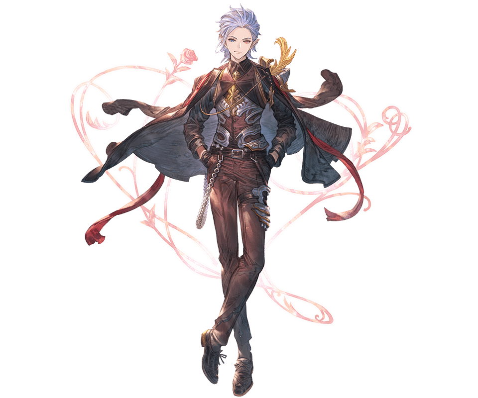 1boy, blue_eyes, formal, gloves, granblue_fantasy, grimnir, half_gloves, hands_in_pockets