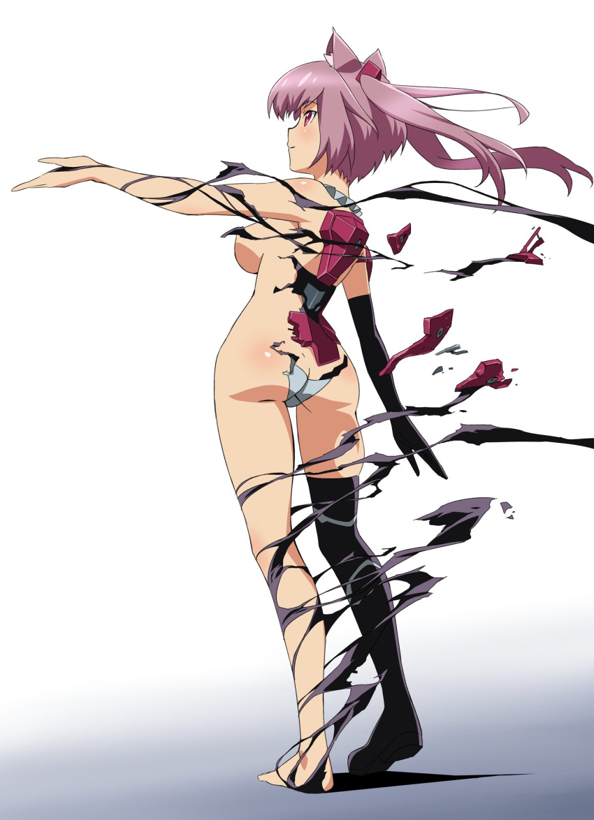 1girl, animal_ears, ass, black_gloves, black_legwear, breasts, cat_ears, commentary_request