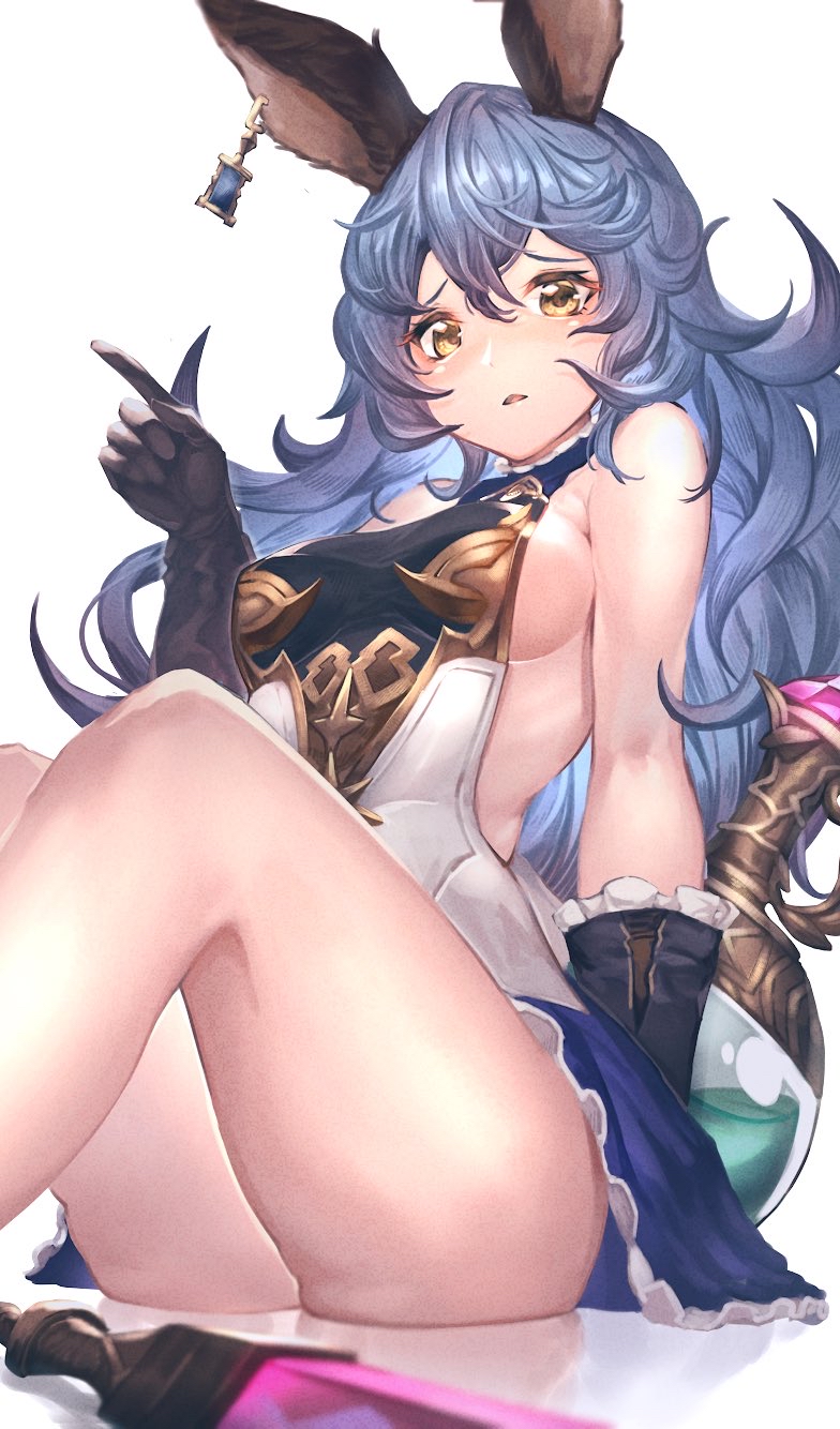 1girl, animal_ears, backless_dress, backless_outfit, bangs, bare_legs, bare_shoulders, black_gloves