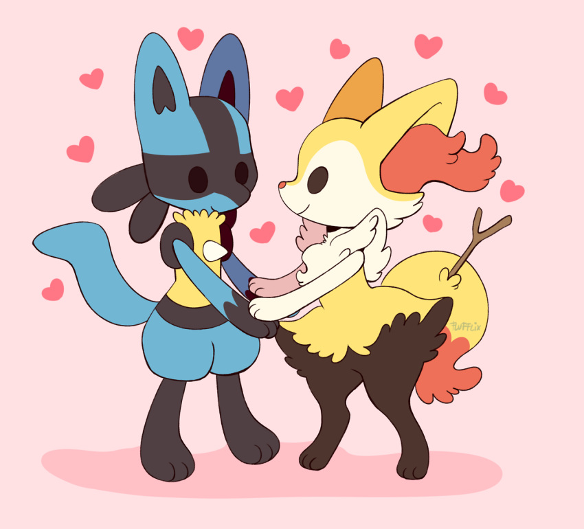 black_eyes, braixen, commentary, couple, creature, flufflixx, full_body, gen_4_pokemon