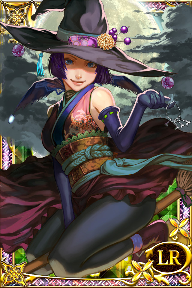 1girl, bakumatsu_engi, breasts, closed_mouth, commentary, halloween, looking_at_viewer, mixed-language_commentary