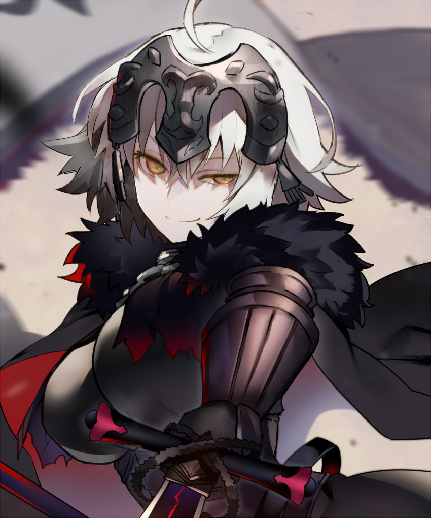 1girl, ahoge, armor, breasts, fate/grand_order, fate_(series), fur_trim, gauntlets