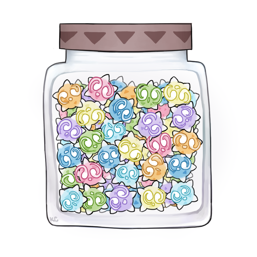 alternate_shiny_pokemon, bottle, candy, commentary, creature, english_commentary, food, gen_7_pokemon