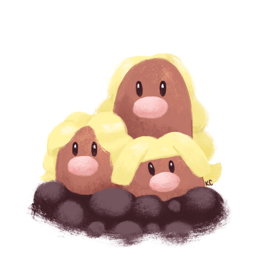 alolan_dugtrio, alolan_form, alternate_hairstyle, animated, animated_gif, black_eyes, blonde_hair, braid