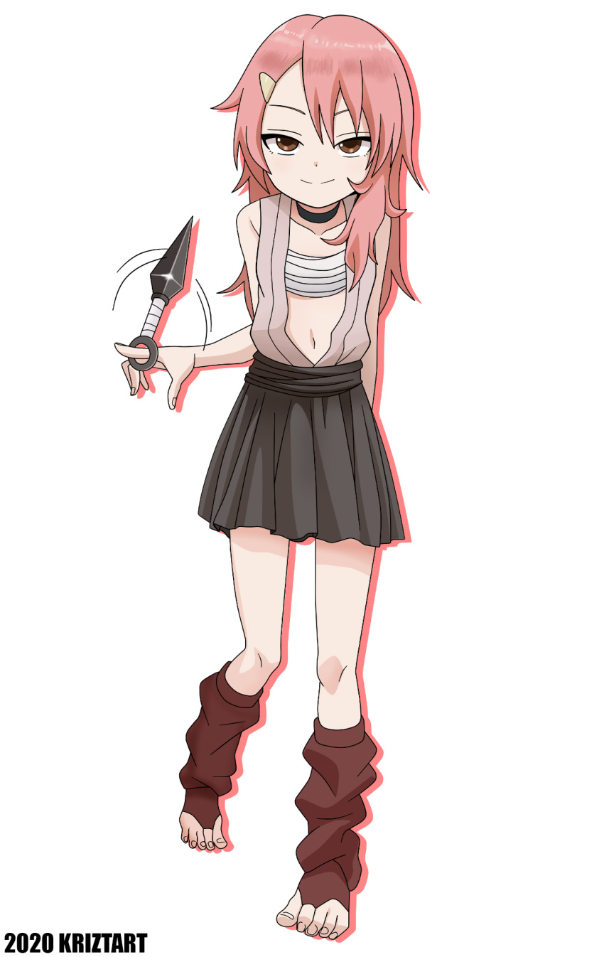 1girl, benisumomo, choker, fingernails, hair_ornament, hairclip, highres, kriztart