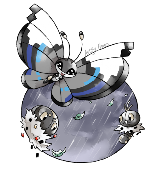 :d, artsy-theo, bug, butterfly, creature, flying, gen_6_pokemon, happy