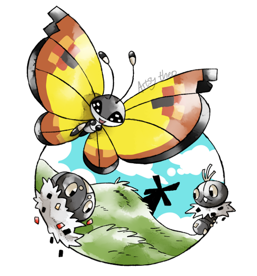 :d, artsy-theo, black_eyes, bug, butterfly, creature, flying, full_body