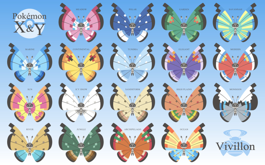 antennae, blue_background, bug, butterfly, character_name, chart, copyright_name, creature