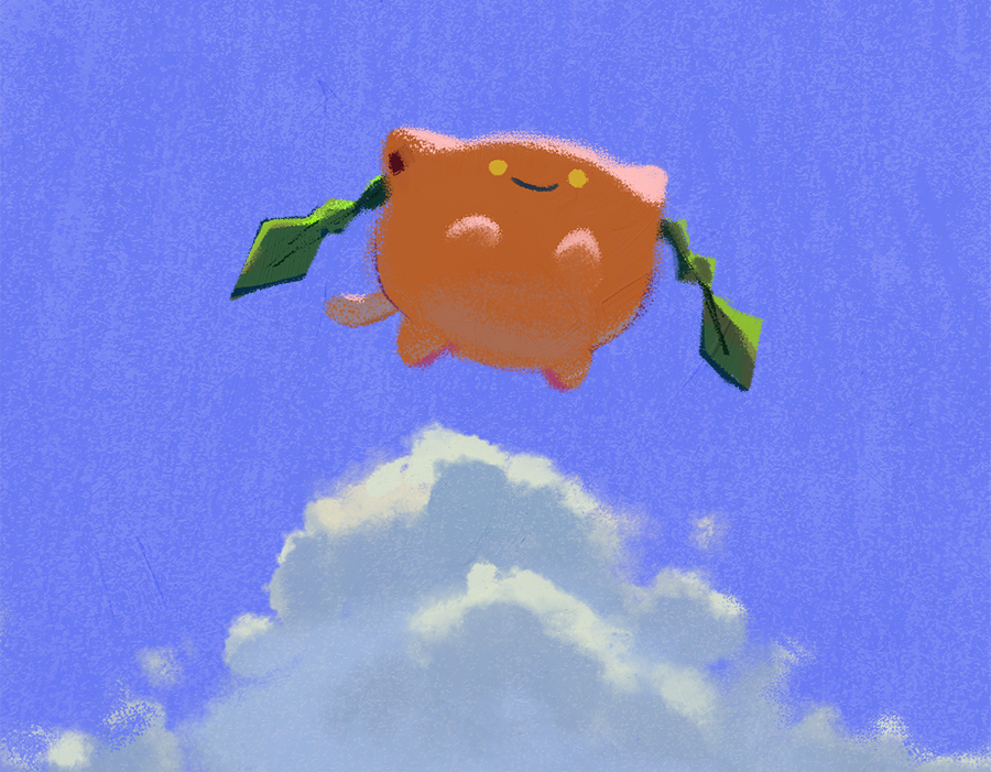 blue_sky, clouds, commentary, creature, day, english_commentary, everydaylouie, floating