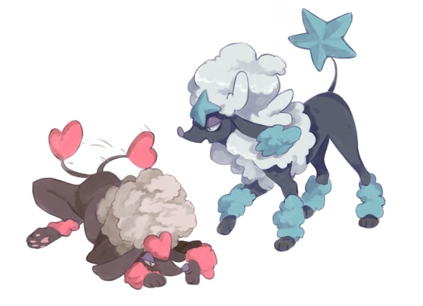creature, dog_focus, full_body, furfrou, furfrou_(heart), furfrou_(star), gen_6_pokemon, heart