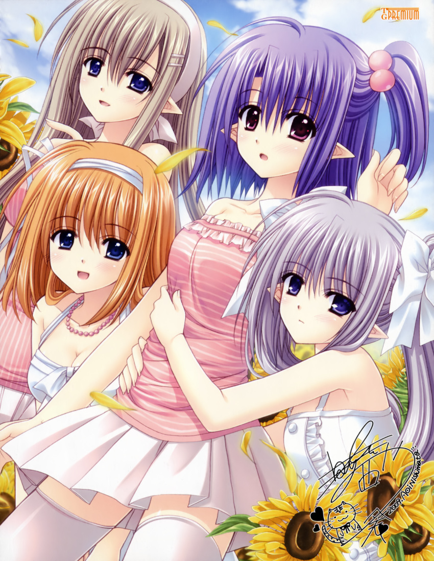 cleavage, daisy_(shuffle), elf, fuyou_kaede, nishimata_aoi, primula, ruri_matsuri, shuffle